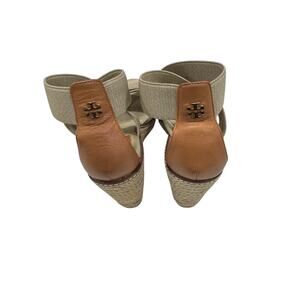 Tory Burch Adonis Tan Criss Cross Espadrille Wedge size 8.5